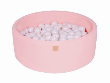Ronde Ballenbak 200 ballen 90x30cm - Licht Roze met witte ballen